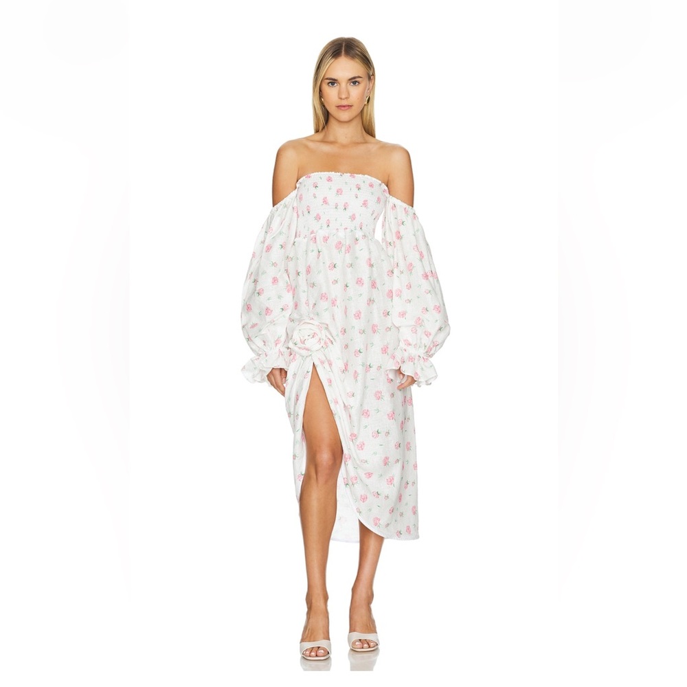 Atlanta Linen Dress in Roses